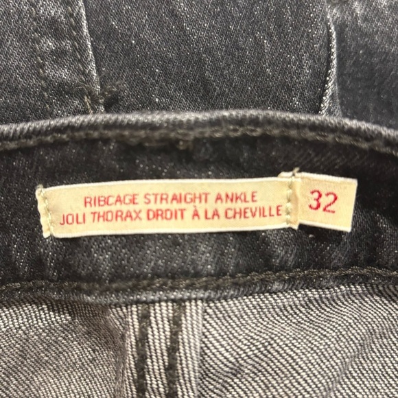 LEVI’S Sz 32 Ribcage Ankle Straight Washout Black Button Fly Jeans NEW WITH TAG - Picture 13 of 16